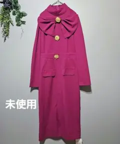 未使用【Miss&HZH】 ボウタイ付きピンクワンピース Mサイズ派手