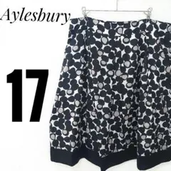【Aylesbury】日本製花柄 ドット柄シフォン フレアスカート17号黒