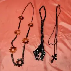 即買いOK！個性的ブラックネックレス3点セット　まとめ売り