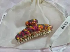 【極美品】acca クリップ モザイク　柄　オレンジ　黄色　ピンク