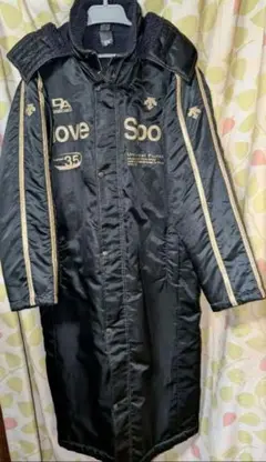 DESCENTE デサント コート ロング 黒 ボア フード付き ジャケット L