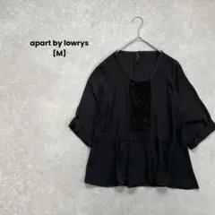 a1612＊apart by lowrys とろみブラウス　黒【M】5分袖