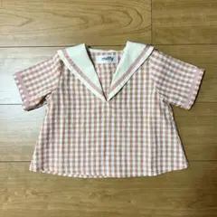 Miffy ミッフィー ギンガムチェック セーラー 半袖シャツ 80センチ