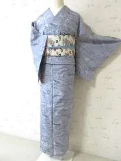 値下げ～大島紬「都喜エ門」証書・青い森と人・大島紬着物・７号・正絹・未使用M‐2