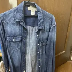 ダークブルーデニム長袖シャツ