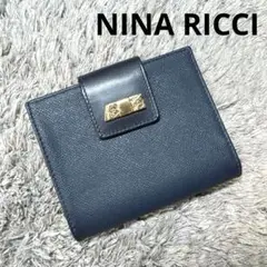 NINA RICCI ニナリッチ 二つ折り財布 がま口 レザー ゴールドロゴ