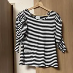 RICHE ボーダー柄 パフスリーブ Tシャツ