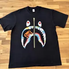 ブラック シャークプリント Tシャツ 2XL