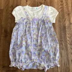 美品 ニットプランナー 半袖 ロンパース 70 女の子 紫 ミミちゃん