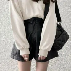 【ブラック:M】【GRL】レザーショートパンツ[tu98]