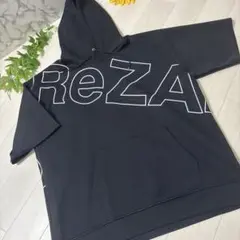 ReZaZARD フード付き半袖パーカー ブラック