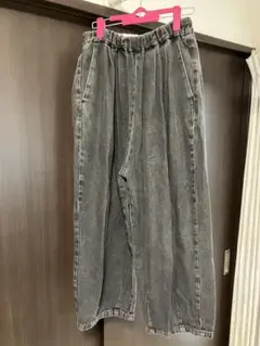 studio CLIP ブラックデニム ワイドパンツM