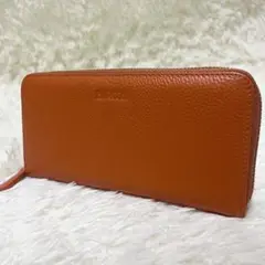 【美品】 BARCOS バルコス　長財布　ラウンドジップ　オレンジ　レザー