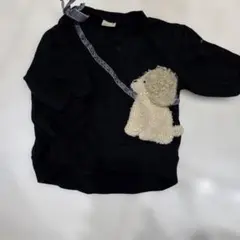 petit main 犬刺繍 黒トレーナー 80cm