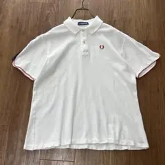フレッドペリー 半袖ポロシャツ ヴィンテージ 月桂樹 白紺赤 古着 メンズL