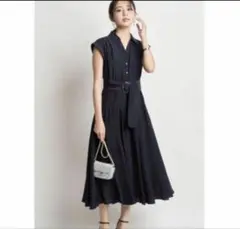 美品　ジャスグリッティー 洗えるエアリー　シャツワンピース　半袖 ベルト付き　S