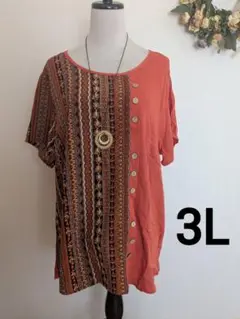 3L★新品大きいサイズ★アジアン風切り替えおしゃれなTOPS♪