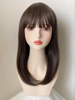 新品　フルウィッグ　セミロング　ダークブラウン　耐熱　かつら　ウィッグ