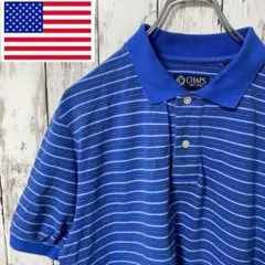 N-309 CHAPS アメリカ古着 ポロシャツ 半袖 ブルー ボーダー S