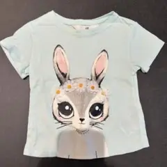 H&M Tシャツ 90-92㎝ ウサギ ミントグリーン