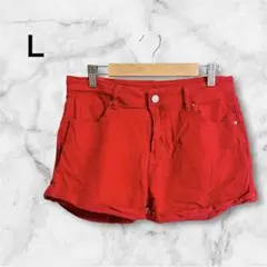 レディース 【Ｌ】赤色 ショートパンツ ホットパンツ