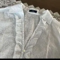 新品未使用　キース　スキッパー刺繍レースブラウス 44