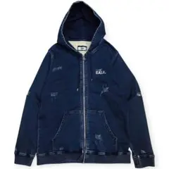 【日本限定】BALR. ボーラー インディゴ ダメージ加工 ジップパーカー L