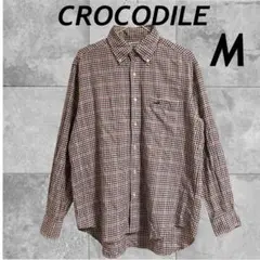 CROCODILE メンズ 長袖シャツ M チェック マルチカラー(T42)☆
