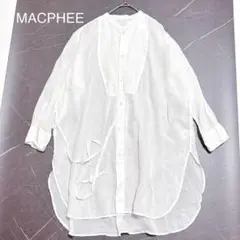 MACPHEE マカフィー　バンドカラーシャツ　白 ロング　ラミー　サイズ36