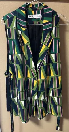 ZARA♥幾何学 総柄 ベスト ジレ