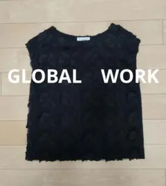 ☆GLOBAL WORK 黒 ノースリーブ トップス☆透かし刺繍
