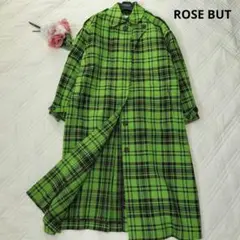 未使用✨ローズバッド 完売品 チェック柄 ロングコート グリーン