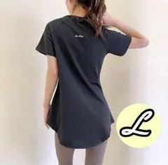 ヨガウェア ジム tシャツ 半袖 ピラティス 体型カバー L 運転 黒