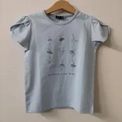 ベベ バレリーナプリント天竺半袖Tシャツ 120 ブルー 未使用