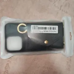 iPhone 15 Pro Max レザー風ケース 黒