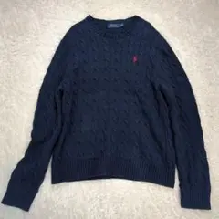 ポロラルフローレン ニット クルーネック ケーブル 厚手 ロゴ刺繍