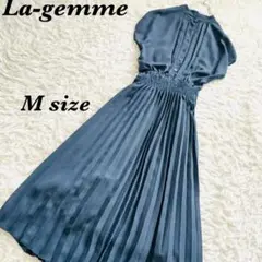 La-gemme ラジエム　プリーツ　ワンピース　綺麗め　ブルーグレー　 M