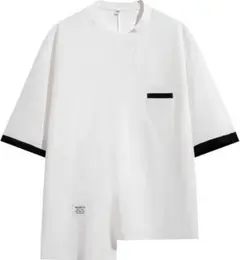 【2XL 白】メンズ Tシャツ 半袖 五分袖 おしゃれ シンプル 無地ワッフル