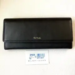 新品 ポールスミス ダブルステッチ 長財布 被せ ブラック&ピンク