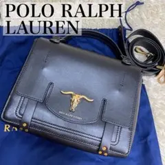 極美品✨ポロラルフローレン バッファロースカル 2way ハンドバッグ 黒 袋
