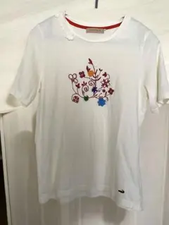 クロコダイルTシャツ、レディース花モチーフMサイズ。コットン100%
