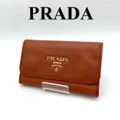 ✨極美品✨PRADA サフィアーノレザー オレンジ 6連 人気 レア キーケース
