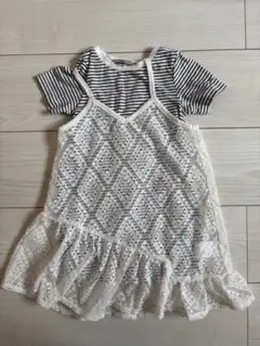 ストライプTシャツ付きレースワンピース