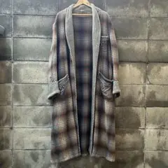 60s ウール　オンブレチェック　ガウン　ヴィンテージ