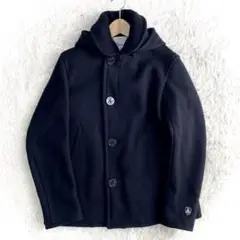 美品*オーシバル メルトンフーデットコート ピーコート ネイビー 18 L