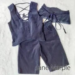 Jane Marple 別珍 ビスチェ パンツ カマーベルト セットアップ 紺