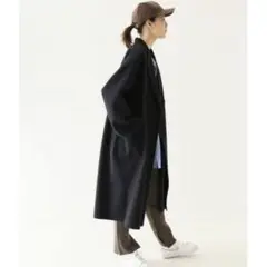 ダブルフェイスウールチェスターコート ネイビー