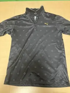 PUMA ダークグレー ドット柄 ハーフジップシャツ