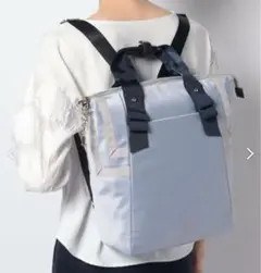 【レア】LANVIN en Bleu エコール2WAYリュック ライトグレー水色