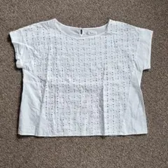 レース刺繍入り 白 半袖ブラウス